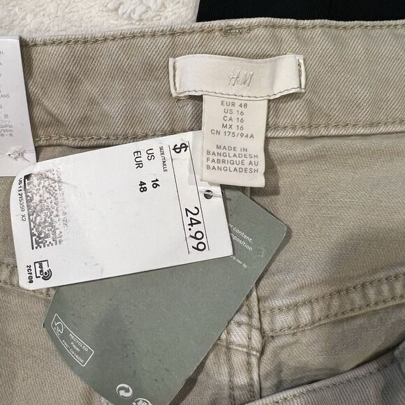 NWT H&M Cream Color High Waist Mom Jeans Stretch Comfort Size 16 - Picture 5 of 8